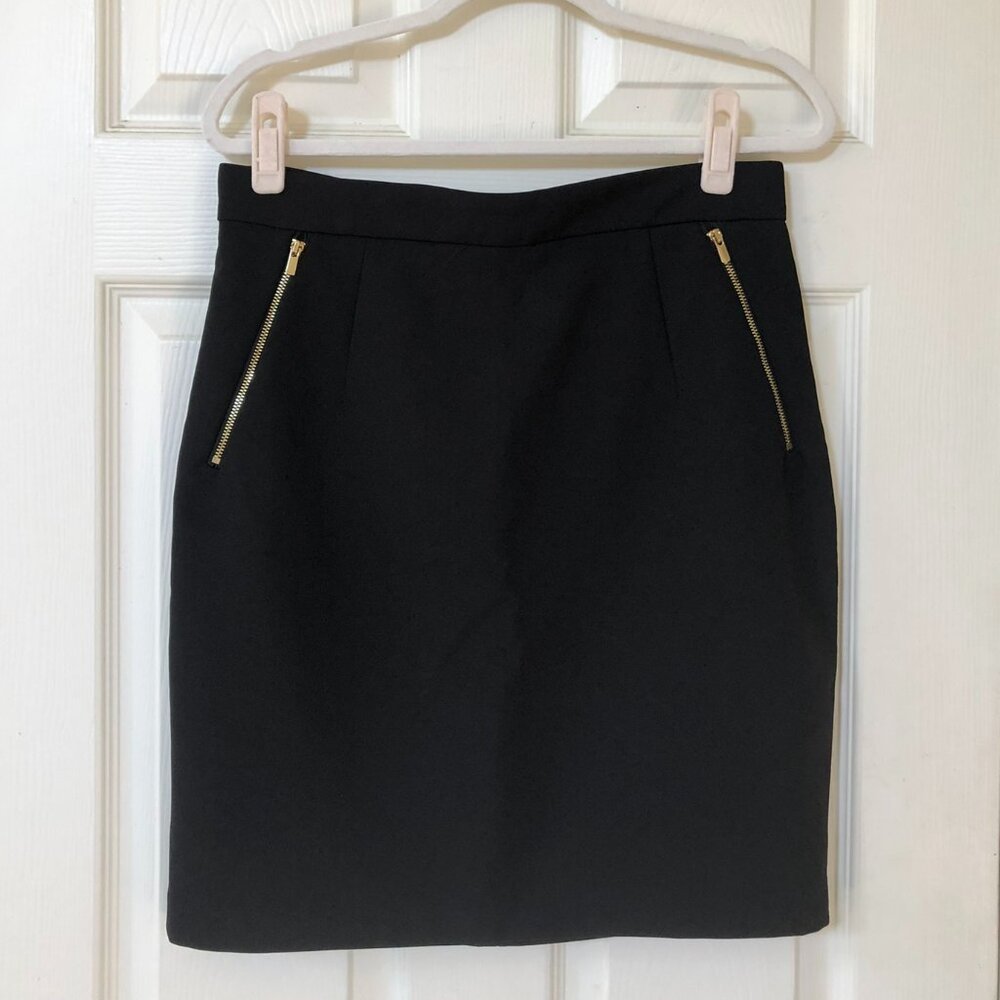 H&M Black Pencil Skirt with Gold Zipper Details 12